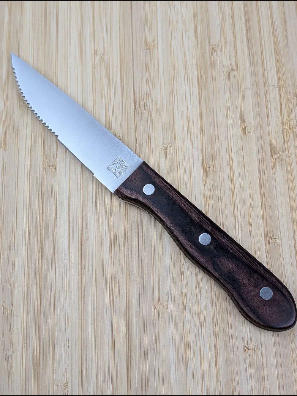 ZWILLING Serrated Steakhouse Steak Knife - Brown Wood Handle, Stainless Blade
